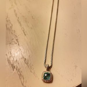David Yurman Petite Albion Pendant Necklace with Blue Topaz